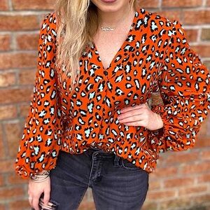 Gorgeous bubble sleeve v-neck tunic blouse